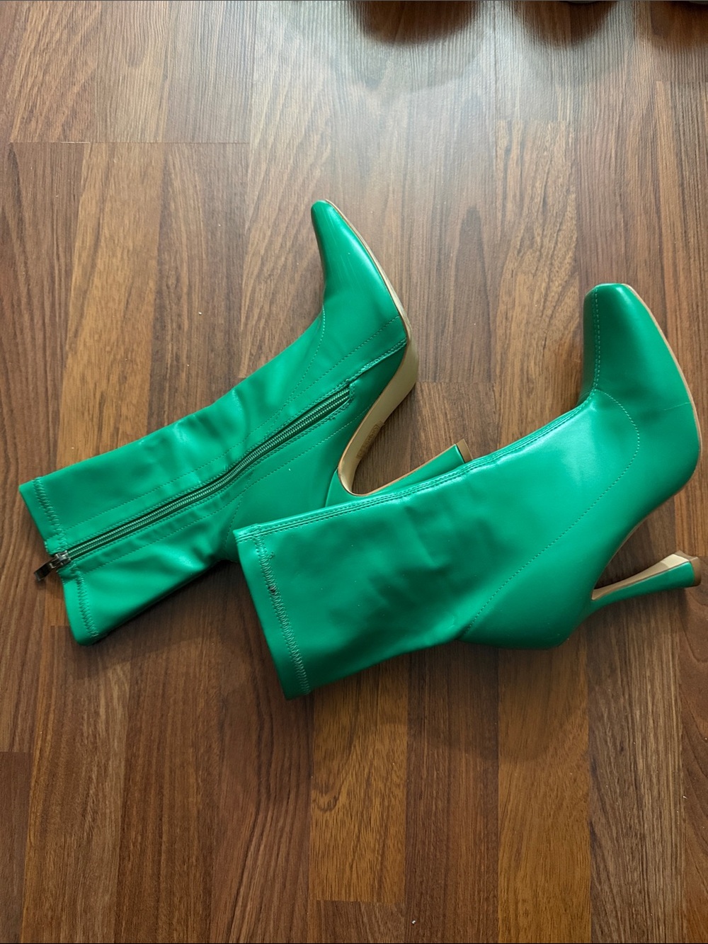 Bright Green Mid-Calf Stiletto Heeled Boots